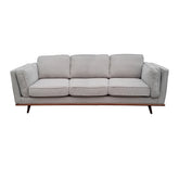 3 Seater Sofa Beige Fabric Modern Lounge Set for Living Room Couch with Wooden Frame.