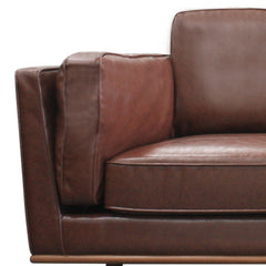 3 Seater Faux Sofa Brown Lounge Set for Living Room Couch with Wooden Frame.