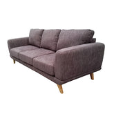 3 Seater Sofa Brown Fabric Lounge Set for Living Room Couch with Solid Wooden Frame.