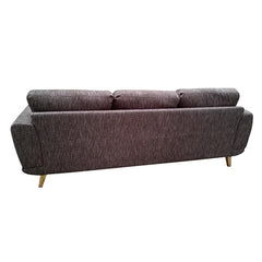 3 Seater Sofa Brown Fabric Lounge Set for Living Room Couch with Solid Wooden Frame.