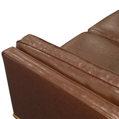 3 Seater Faux Sofa Brown Lounge Set for Living Room Couch with Wooden Frame.