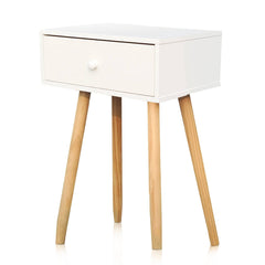 Home Master 1 Drawer Side Table Sleek Modern & Stylish Neutral Design 61cm