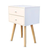 Home Master 2 Drawer Side Table Sleek Modern & Stylish Neutral Design 61cm