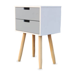 Home Master 2 Drawer Side Table Modern Sleek & Stylish Neutral Design 61cm