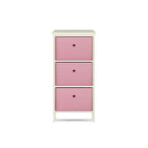 Home Master 3 Drawer Pine Wood Storage Chest Pink Fabric Baskets 70 x 80cm