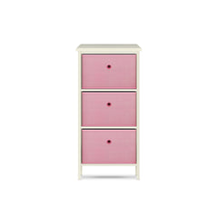 Home Master 3 Drawer Pine Wood Storage Chest Pink Fabric Baskets 70 x 80cm