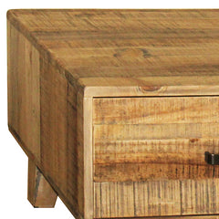 Coffee Table Wooden Frame 2 Drawers Storage in Light Brown Colour