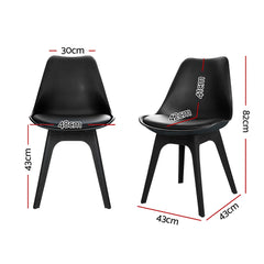 Artiss Set of 4 Retro Padded Dining Chair - Black