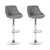 Artiss Set of 2 Bar Stools PU Leather Diamond Style - Grey
