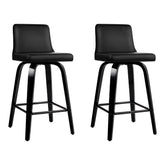 Artiss Set of 2 Wooden PU Leather Bar Stool - Black