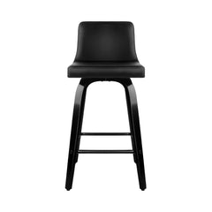 Artiss Set of 2 Wooden PU Leather Bar Stool - Black