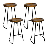 Artiss Set of 4 Elm Wood Backless Bar Stools 75cm - Black