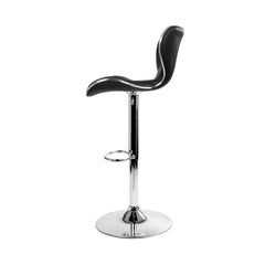 Artiss Set of 2 PU Leather Patterned Bar Stools - Black and Chrome