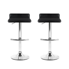 Artiss Set of 2 PU Leather Wave Style Bar Stools - Black