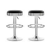 Artiss Set of 2 Backless PU Leather Bar Stools - Black and Chrome
