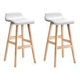 Artiss Set of 2 PU Leather Wood Wave Style Bar Stool - White