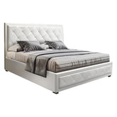 Artiss Tiyo Bed Frame PU Leather Gas Lift Storage - White Double