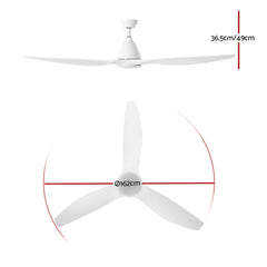 Devanti 64'' DC Motor Ceiling Fan With Light LED Remote Control Fans 3 Blades