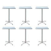 Gardeon 6pcs Outdoor Bar Table Furniture Adjustable Aluminium Square Cafe Table