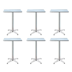 Gardeon 6pcs Outdoor Bar Table Furniture Adjustable Aluminium Square Cafe Table