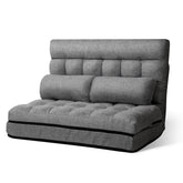 Artiss Lounge Sofa Bed 2-seater Floor Folding Fabric Grey.