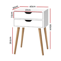 Artiss Bedside Tables Drawers Side Table Nightstand Wood Storage Cabinet White