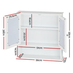 Artiss Bathroom Tallboy Storage Cabinet with Mirror - White