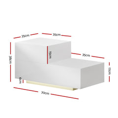 Artiss Bedside Tables 2 Drawers Side Table RGB LED High Gloss Nightstand White