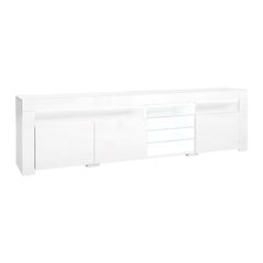 Artiss TV Cabinet Entertainment Unit Stand RGB LED Gloss 3 Doors 180cm White