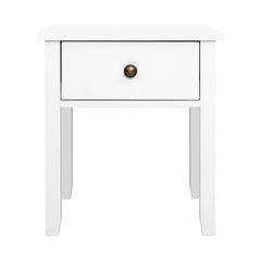 Bedside Tables Drawer Side Table Nightstand White Storage Cabinet White Lamp