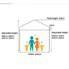Instahut Gazebo Pop Up Marquee 3x3 Outdoor Tent Folding Wedding Gazebos White