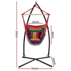 Gardeon Outdoor Hammock Chair with Steel Stand Hanging Hammock Pillow Rainbow