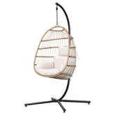 Gardeon Egg Swing Chair Hammock With Stand Outdoor Furniture Hanging Wicker Seat