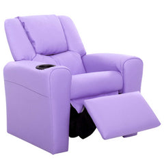 Keezi Kids Recliner Chair Purple PU Leather Sofa Lounge Couch Children Armchair.