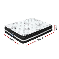 Giselle Bedding Donegal Euro Top Cool Gel Pocket Spring Mattress 34cm Thick King.
