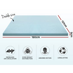 Giselle Bedding Cool Gel Memory Foam Mattress Topper w/Bamboo Cover 5cm - Double