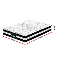 Giselle Bedding Mykonos Euro Top Pocket Spring Mattress 30cm Thick Single.