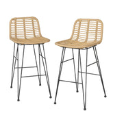 Gardeon 2-Piece Outdoor Bar Stools Wicker Dining Chair Bistro Patio Balcony