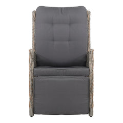 Gardeon Set of 2 Recliner Chairs Sun lounge Outdoor Furniture Setting Patio Wicker Sofa Grey