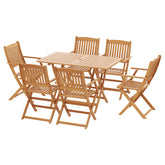 Gardeon 7PCS Outdoor Dining Set Garden Chairs Table Patio Foldable 6 Seater Wood