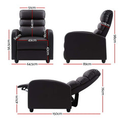 Artiss Luxury Recliner Chair Chairs Lounge Armchair Sofa Leather Cover Brown.