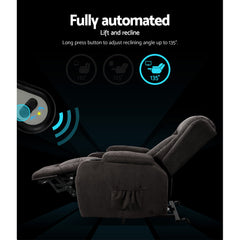 Artiss Electric Recliner Chair Lift Heated Massage Chairs Fabric Lounge Sofa.