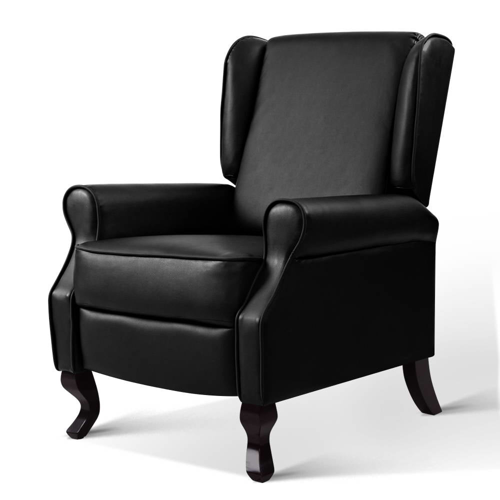 Artiss Recliner Chair Sofa Armchair Lounge Black Leather.