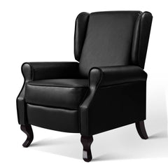 Artiss Recliner Chair Sofa Armchair Lounge Black Leather.