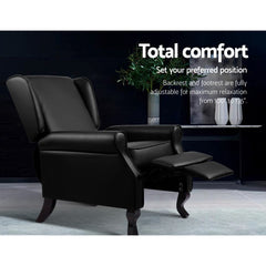 Artiss Recliner Chair Sofa Armchair Lounge Black Leather.
