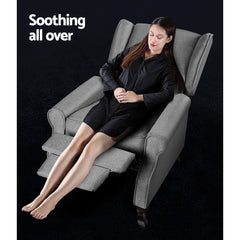 Artiss Recliner Chair Luxury Lounge Armchair Single Sofa Couch Fabric Grey.
