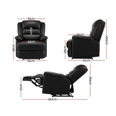 Artiss Recliner Chair Armchair Luxury Single Lounge Sofa Couch Leather Black.