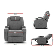 Artiss Electric Massage Chair Recliner Sofa Lift Motor Armchair Heating Fabric.