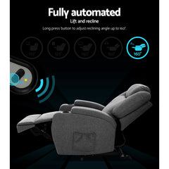 Artiss Electric Massage Chair Recliner Sofa Lift Motor Armchair Heating Fabric.