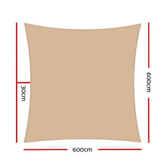 Instahut 6x6m 280gsm Shade Sail Sun Shadecloth Canopy Square